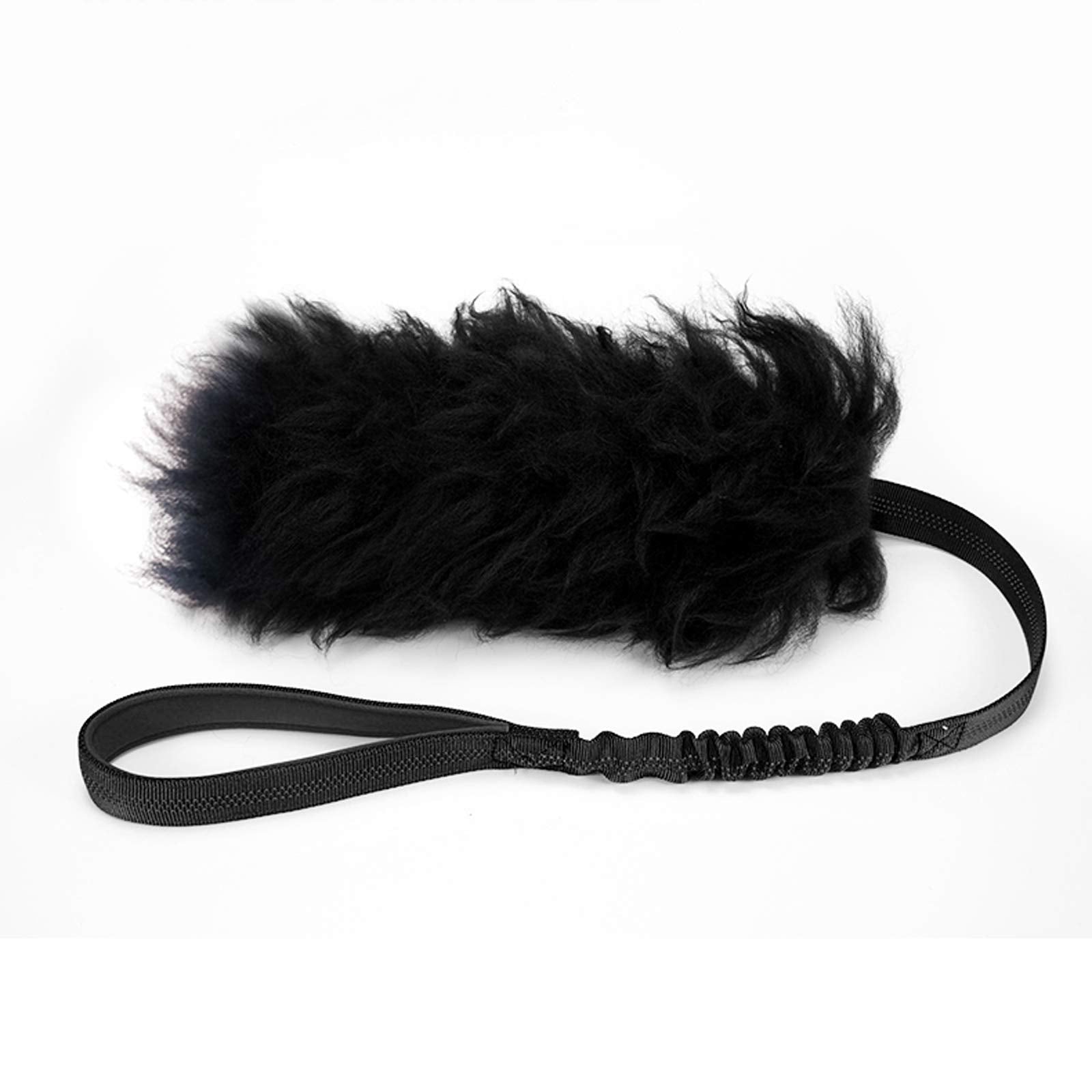 HOWGO Dog Rope ToyDog Bungee Chaser Toy 100% SheepskinSheep Smell Tug Toy for All Breeds (Black Large)
